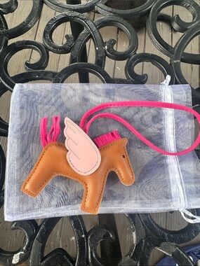 Kids Brown Pegasus  Bag charm with Pink Wings